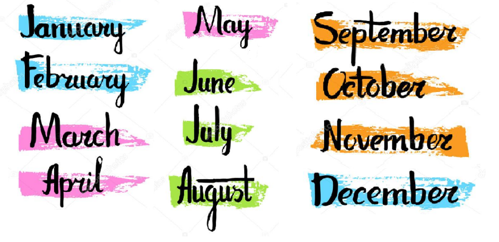 Names of the months in English or Hindi - 2024