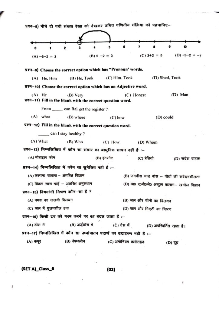 NAT 2023-24 model paper Class 6